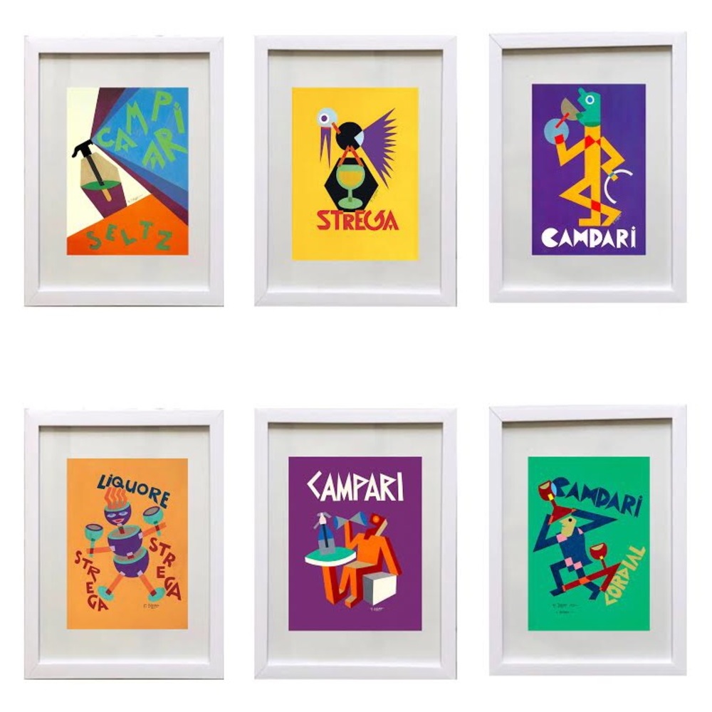 6 Framed Vintage Liquor Ads